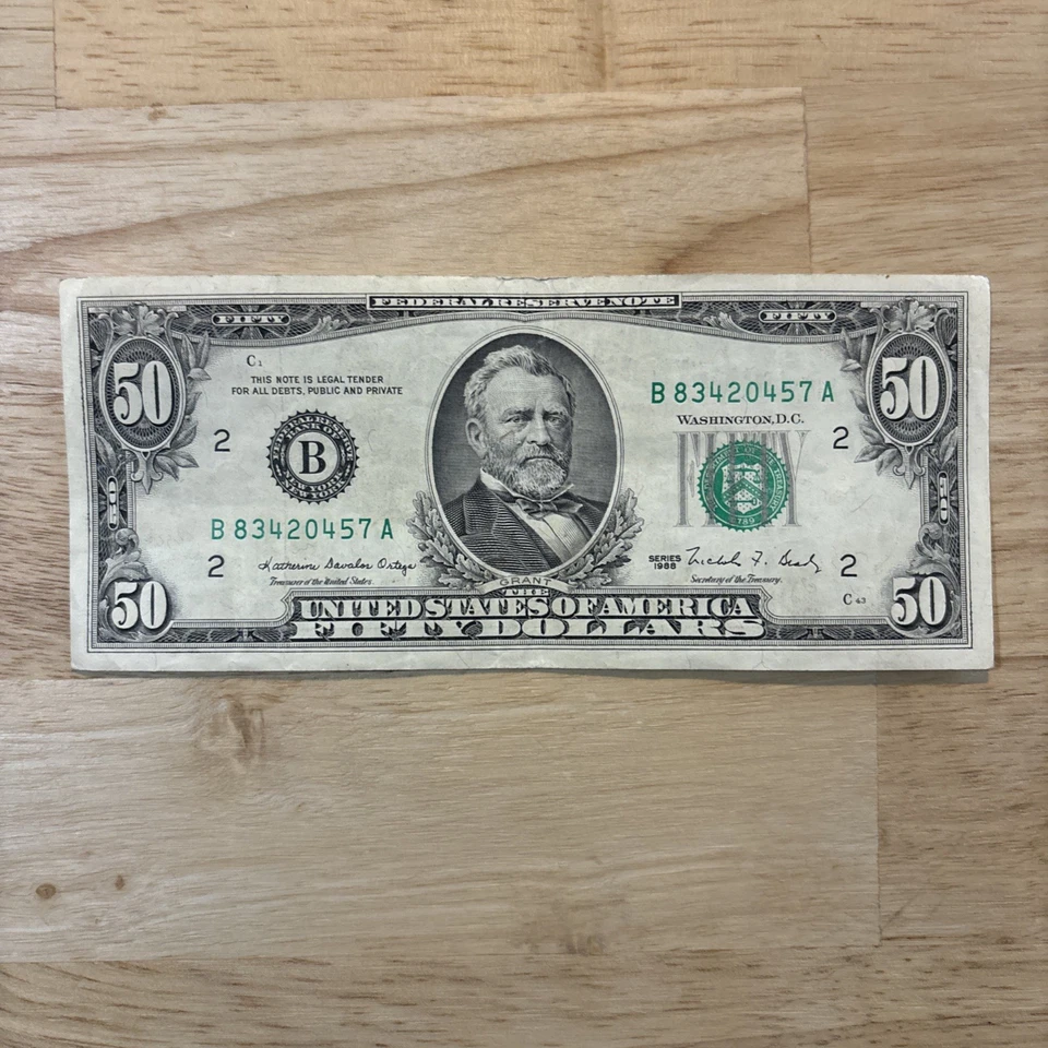 Any (1) Old 50 Dollar Bill from 1985 - Image 3 of 4