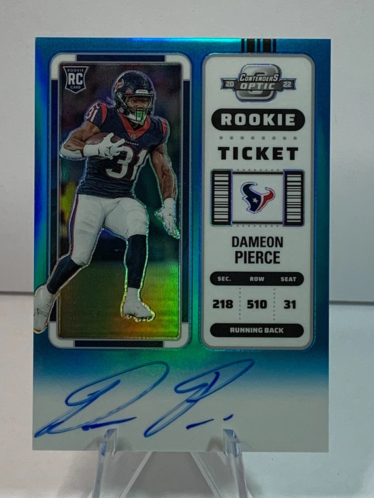 2022 Panini Contenders - Dameon Pierce Rookie Ticket Auto #111 Teal 55/99