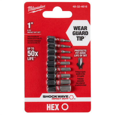 Milwaukee 48-32-4616 Milwaukee Tool SHOCKWAVE Impact Hex Insert Bit Set -9PC