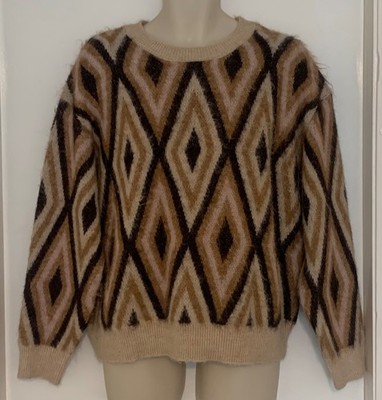 Rita Ora Primark Women s Jumper Large Oversized Wool Alpaca Mix Aztec Geometric
