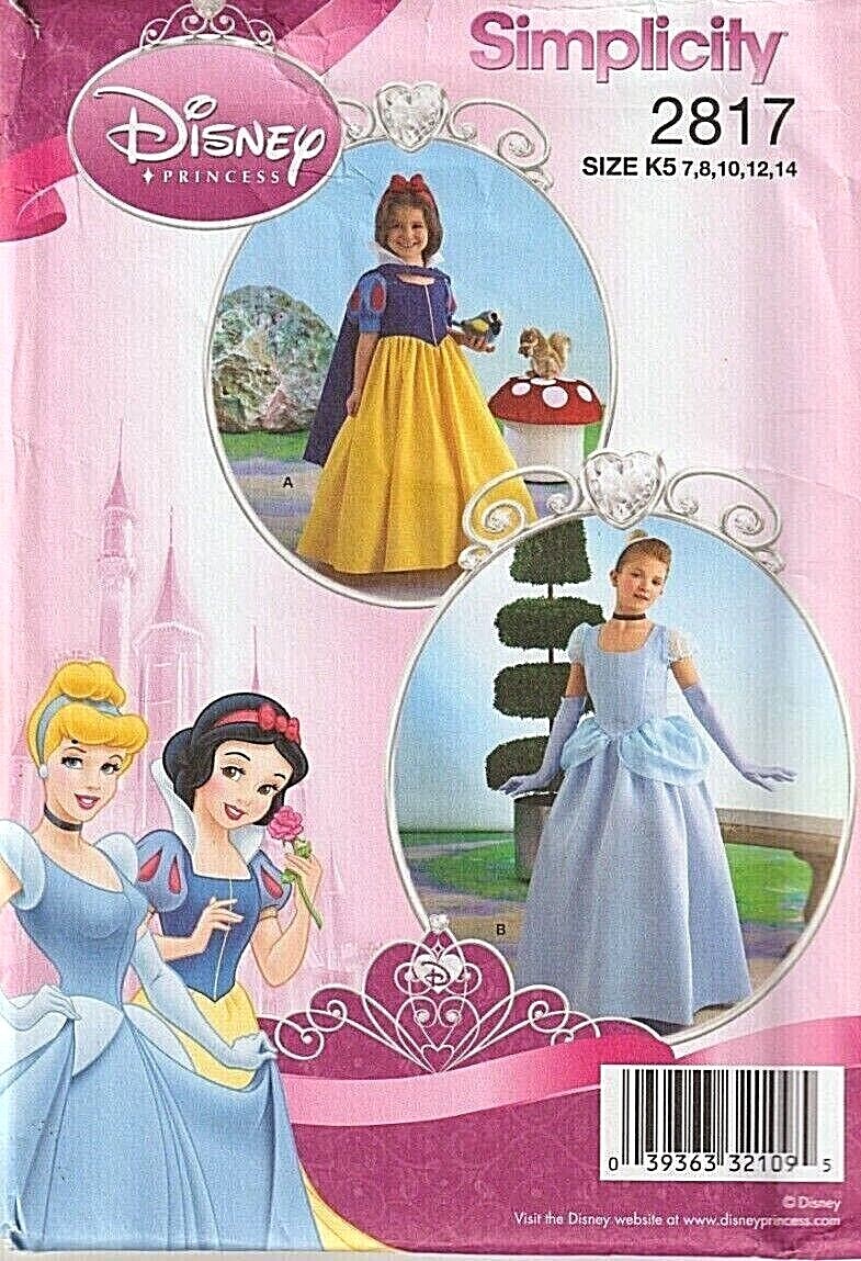 DISNEY PRINCESS COSTUMES - SIMPLICITY Pattern 2817 - Girl's Size 7 - 14 |  eBay