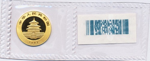 1/10 oz 50 Yuan China Goldmünze Panda 2001 in Originalfolie, P0523 - Bild 2 von 2