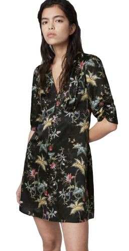 All Saints Kota Silk Evolution Black Dress Size Large UK12-14 US8-10