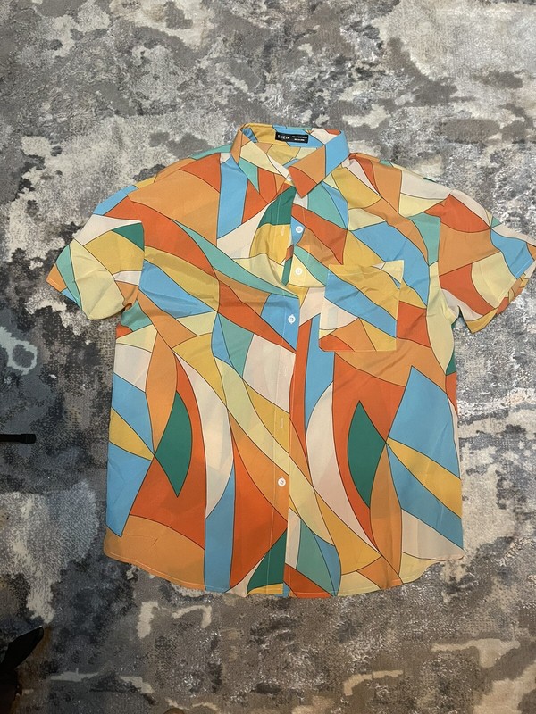 Shein Short Sleeve Button up Large