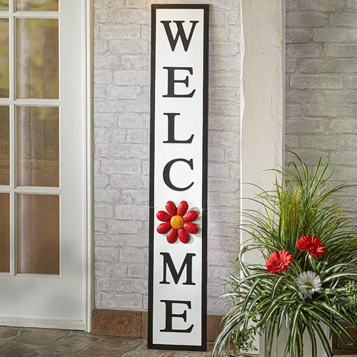 4 Ft "Welcome" Porch Greeter Sign w/ 9 Pc. Changeable Magnetic Holiday Shapes - Picture 11 of 12