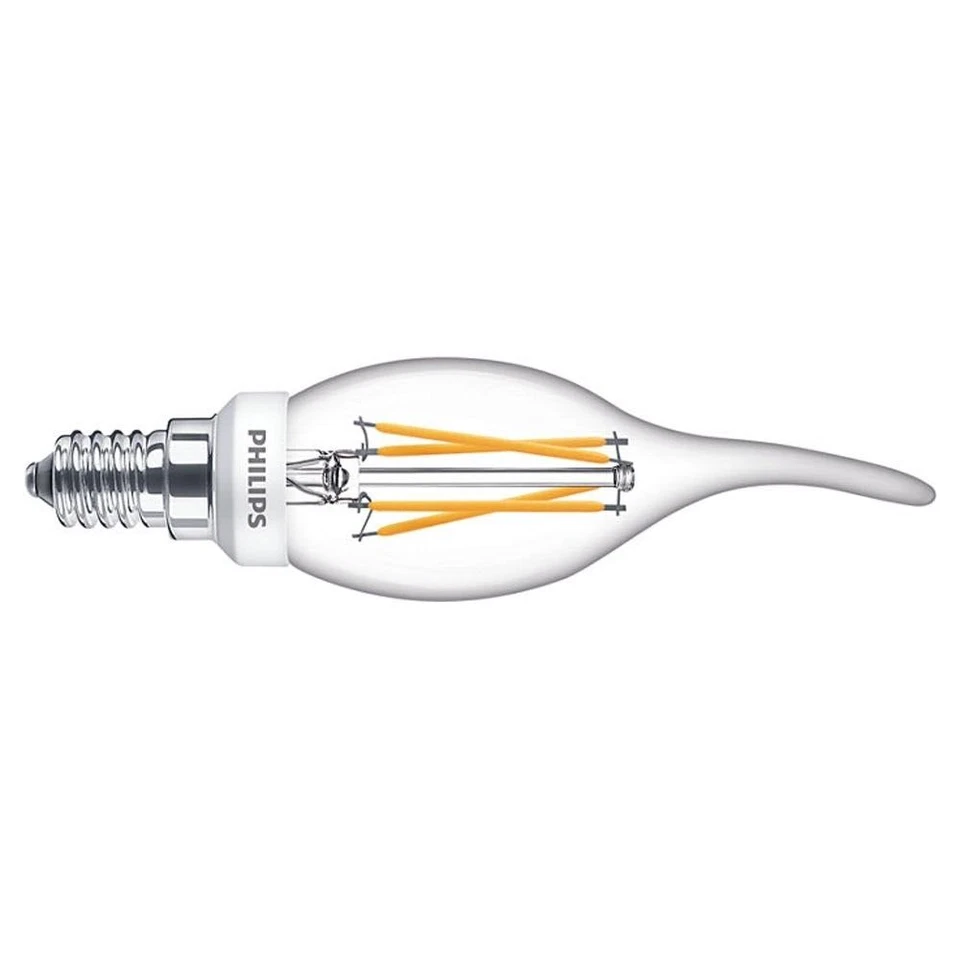 Philips LED Filament Tipped Candle 5W 40W E14 SES Warm White 2700K Dimmable 2x - Image 3 of 4
