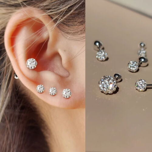 1pc Crystal Ball Earrings Ear Tragus Cartilage Piercings Ball Earring Conch Ear - Picture 1 of 17
