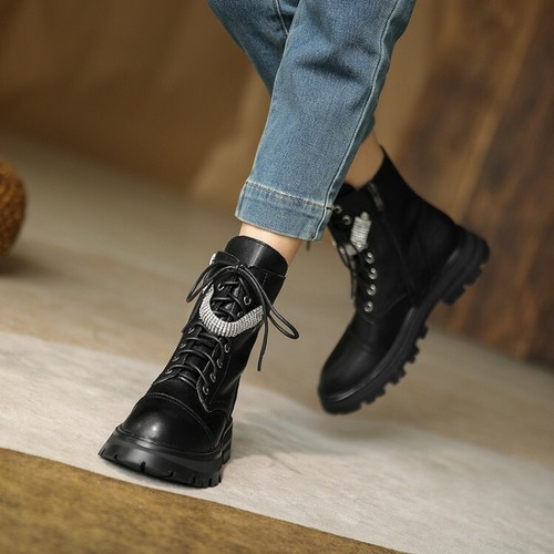 Combat Biker Ankle Boots Shoes OSOC | eBay