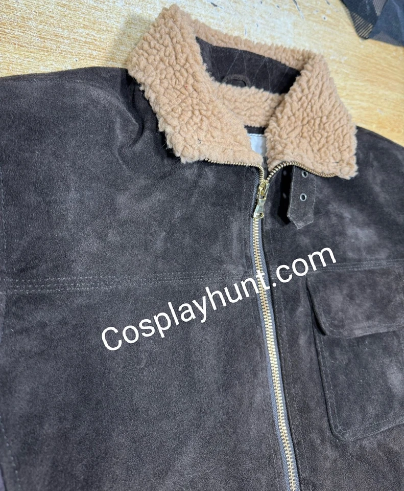 Men Rick Grimes The Walking Dead Season 6 Suede Leather Jacket with Front Pocket - Image 3 of 4