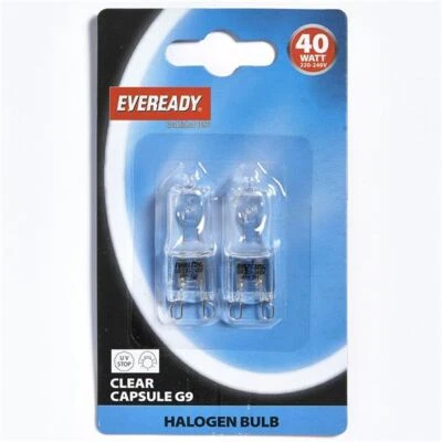 EVEREADY Halogen Capsule Bulb Energy Class E Halopin Oven Light Lamp Cooker Twin Pack 40W