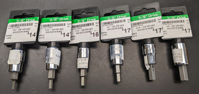 6 Pc. New Wright Tools HEX Bit Socket-3/8'' Dr. SAE- Made in USA-F. Ship