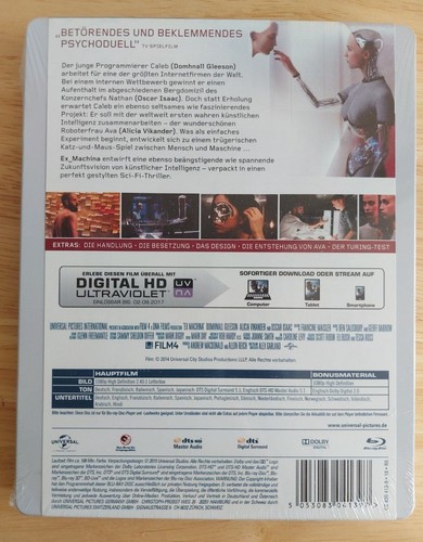Ex Machina Ltd Edn Bluray Steelbook GERMAN / English Audio WITH Alicia Vikander - Picture 7 of 12