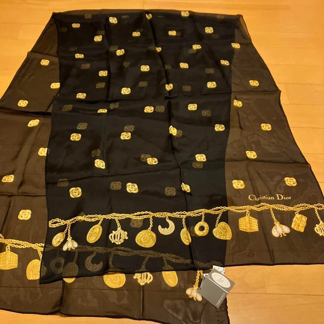 Authentique foulard long Christian Dior vintage soie deadstock pas utilisé