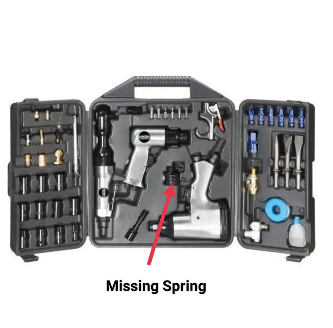 Ozito 50 Pce Air Tools Air Ratchet Impact Wrench Chisel Blow Gun Missing Spring eBay