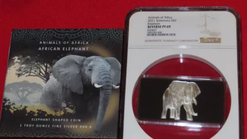 2021 Solomon Islands Animals of Africa ELEPHANT NGC Reverse PF 69 Silver 999 wow