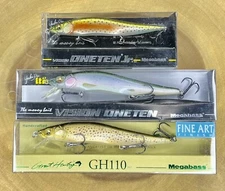 Megabass (Lot Of 3) Vision 110 Jr & Vision 110 Suspending Jerkbaits, NWT!