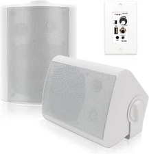 Herdio 2x5.25" Outdoor Bluetooth Speakers 300W+USB Wall Mount Amplifier Control