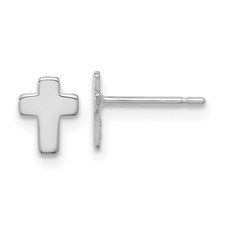 Real 14kt White Gold Polished Cross Post Earrings