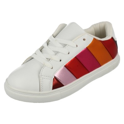 Mädchen-Sneaker Ananas Schnürschuhe weiß & metallic Regenbogen: H2644