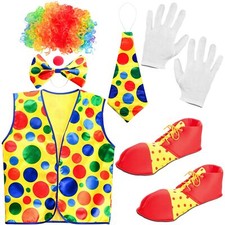 Clown Costume Set for Men Women Clown Cosplay for Party Halloween Carnival
