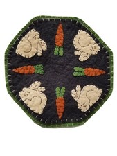 PATTERN ONLY Primitive Candle Mat -Woolfelt Penny Rug-Bunny 11"