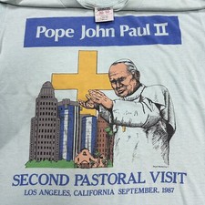 Vintage 1987 Pope John Paul ll Tee T-Shirt Large Made In USA Catholic Church