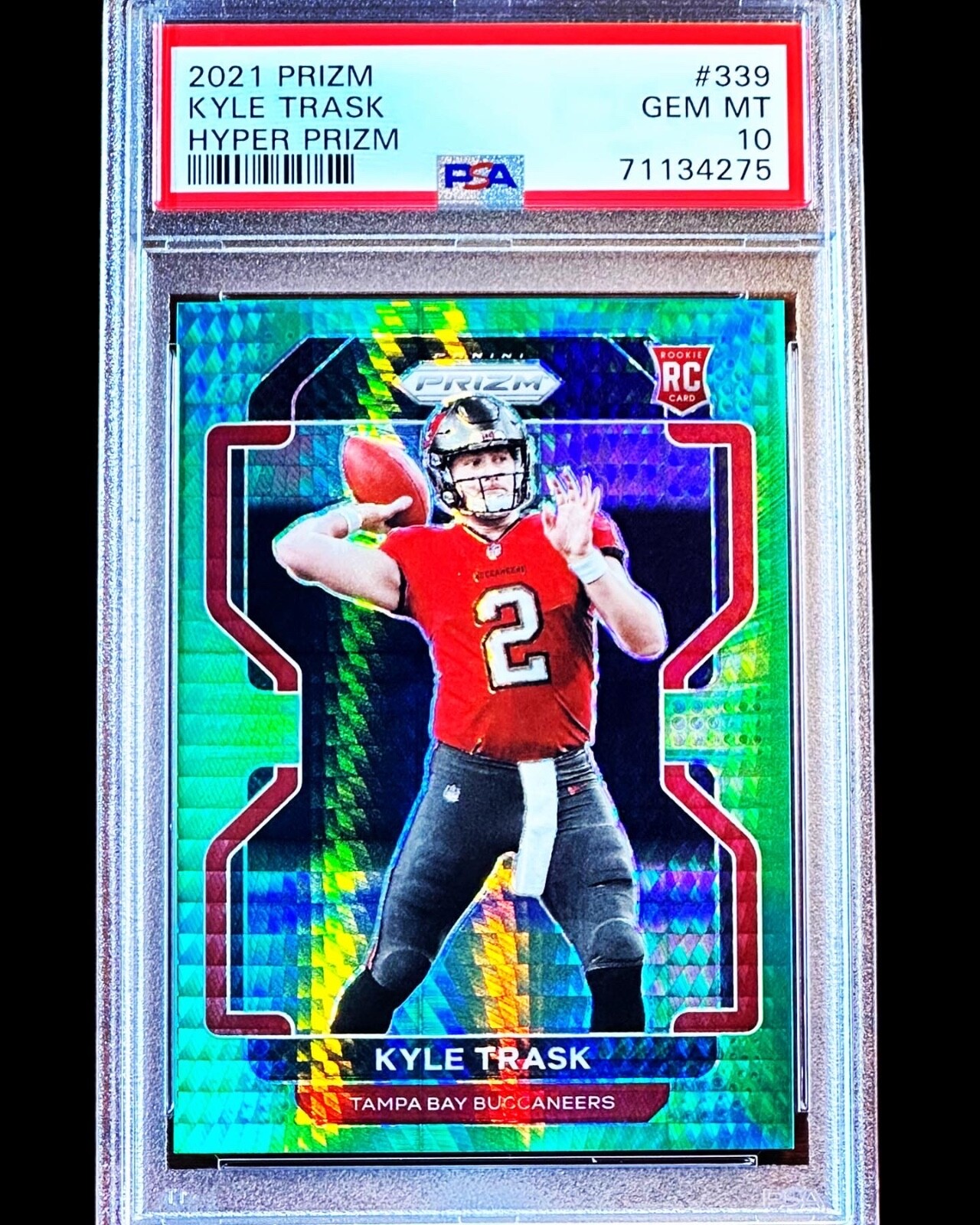 Kyle Trask RC - 2021 Panini Prizm 339 HYPER PRIZM Rookie 31/175 - PSA 10 - Pop 8