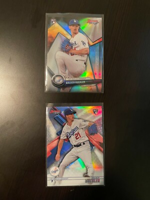2018 Bowman's Best Walker Buehler rookie RC refractor (x2) w/ Neophyte Sensation