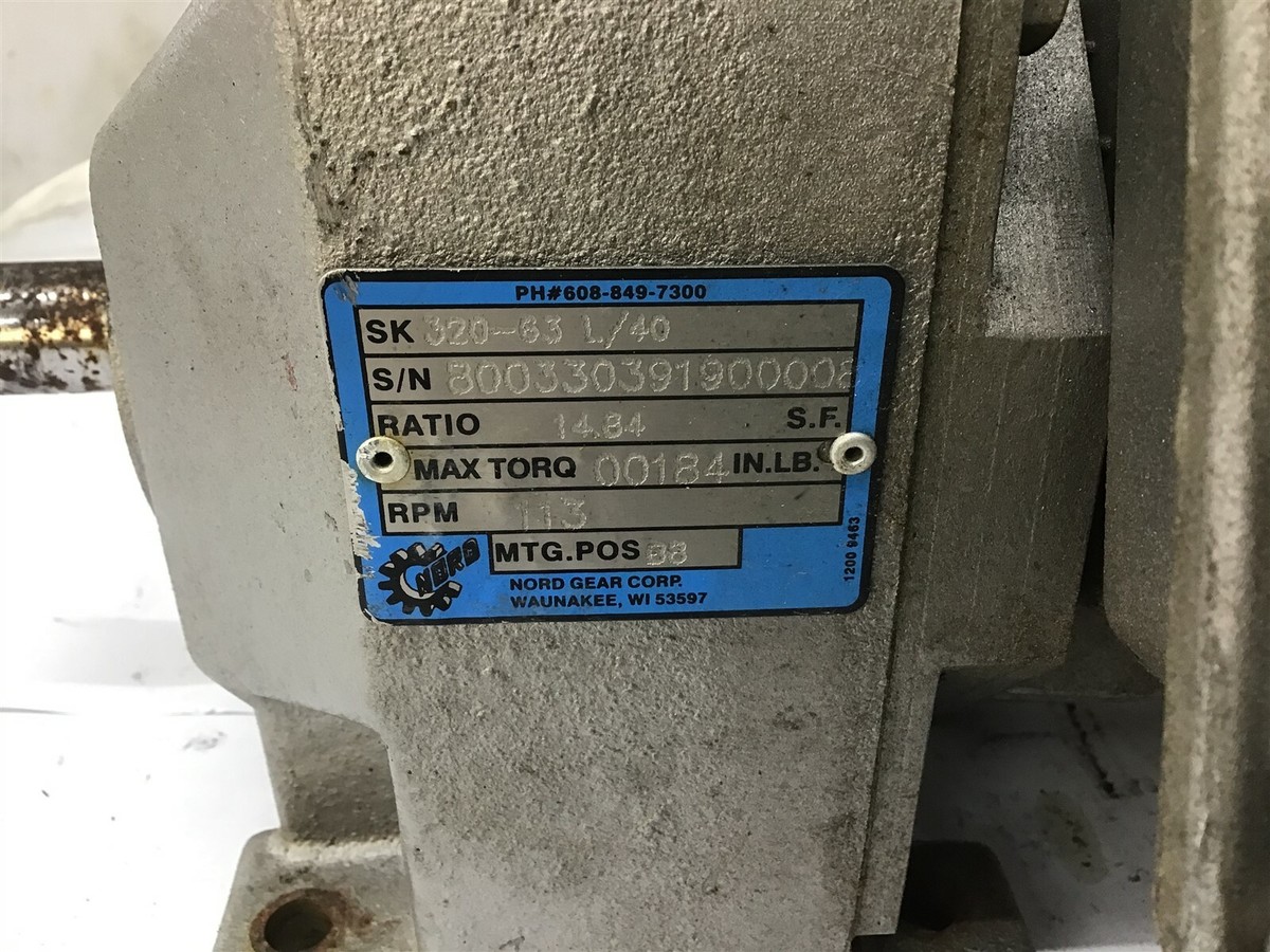Nord SK63LB/4 0.33 HP AC Gear Motor 230/460 Volts 14.84:1