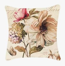 Vintage Magnolia Rose Floral French Theme Throw Pillow Cover Holiday HOME Decor