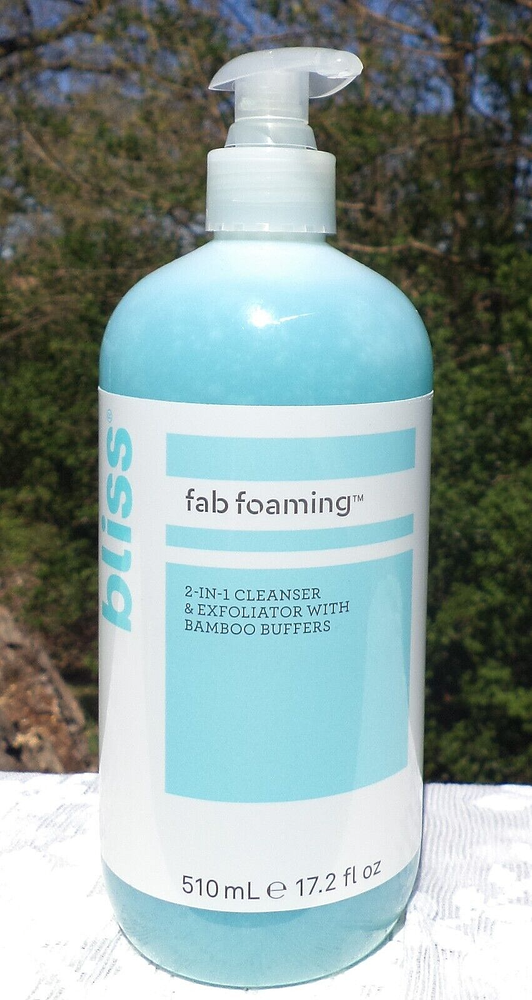 bliss FAB FOAMING 2-IN-1 Cleanser & Exfoliator WITH Bamboo Buffers 17.2 oz NEW