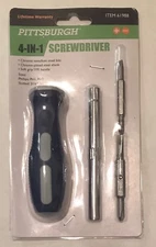New Pittsburgh 4-in-1 Soft Grip Screwdriver PH1 PH2 Slotted 3/16 & 1/4 Tools Car