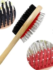 Double Sided Pet Dog Cat Grooming Brush Nylon Bristled / Metal Pins