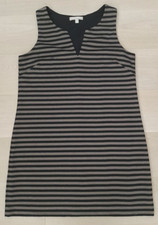 Banana Republic Womens Dress Size Large Shift Black Brown Stripes V-neck Mint