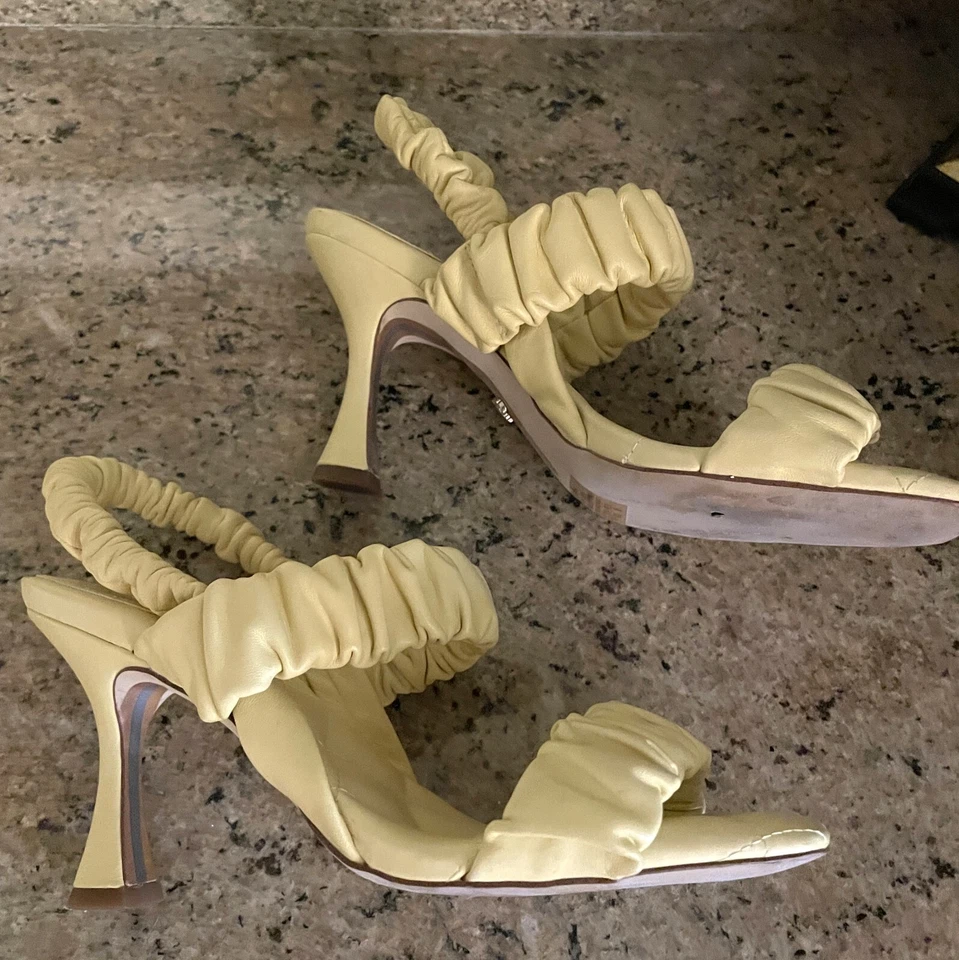 Sam Edelman Marlena 高跟鞋 尺寸 6.5 磨砂肩带 方头 皮革 休闲 — 第 2/4 张图片