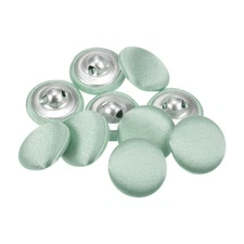 10pcs 15mm Fabric Cloth Covered with Metal Shank Round Buttons, Light Green