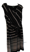 Ralph Lauren Womens 12 Dress Ruched Side Black Cowl Neck