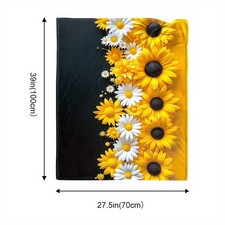 1pc Extra Large Sunflower Floral Throw Blanket - Heavy-Duty Flannel Sofa Bedsp