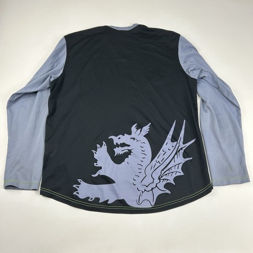 Vintage Y2K Nike Fußball Dragon Print Shirt Gr. M grau/schwarz langarm Flecken - Bild 14 von 15