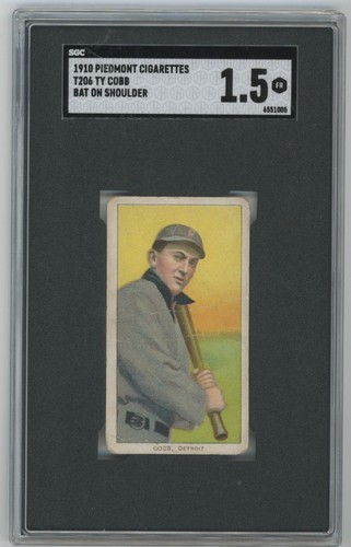 1910 T206 PIEDMONT CIGARETTES TY COBB HOF BAT ON SHOULDER SGC 1.5 Hall Of Fame