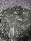 VTG 70s Leather Car Coat Jacket Black Contrast Stitch Wide Lapel Retro Mod L/XL — photo 6