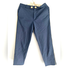 Pinko Navy Blue Cigarette Trousers with Gold Stripe size 6
