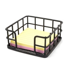 Metal Sticky Note Holder, Sticky Note Dispenser (3.6“*3.6” Black Square)