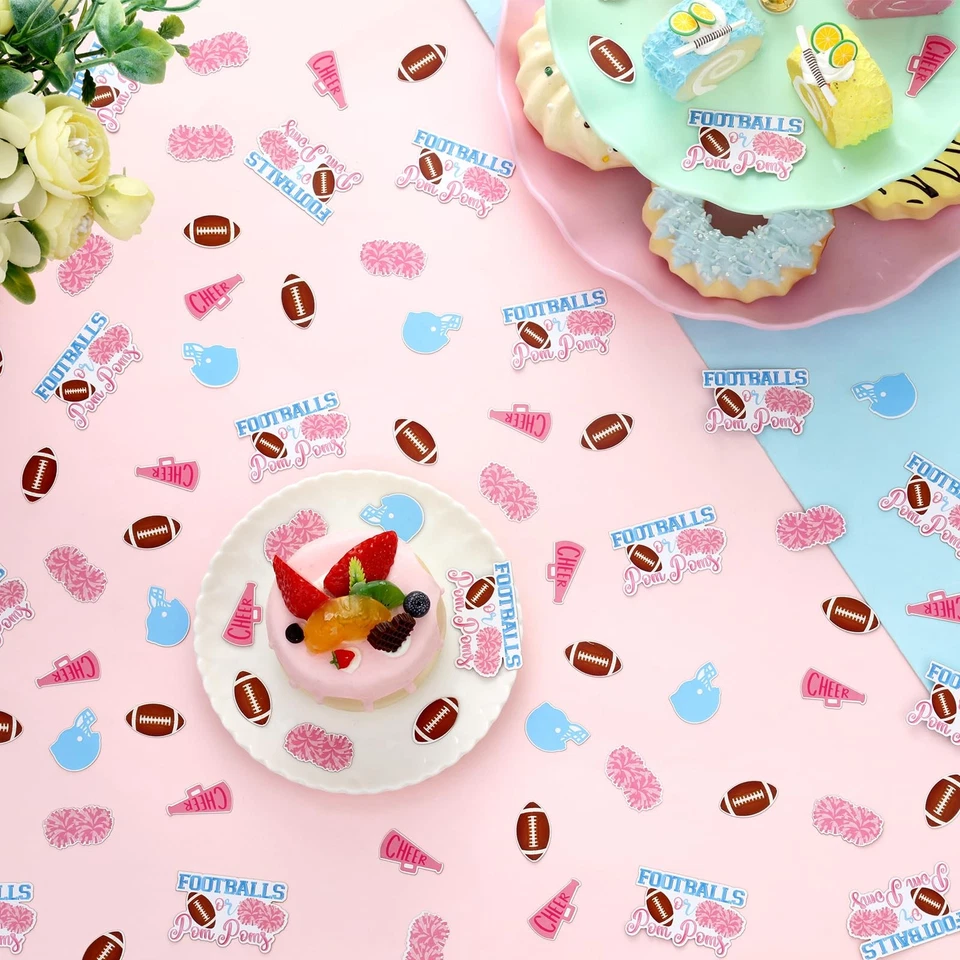 200 Piezas Confeti "Fútbol o Pompones" para Revelar Género Rosa Azul Foto 3 de 4