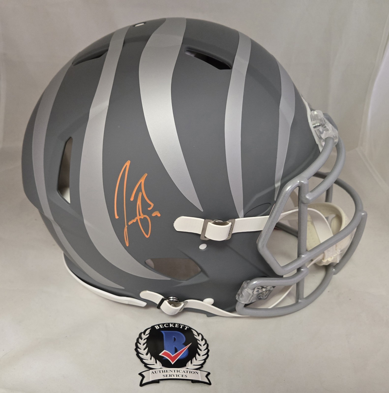 Joe Burrow Autographed Signed Cincinnati Bengals Bengals Full Size Slate Speed Authentic Helmet Fanatics Auto 