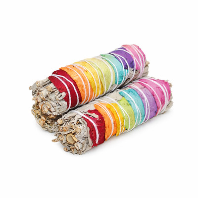 Sage Smudge Sticks 4'' 7 Chakras Rose Petals White Sage 3 Pack Cleansing