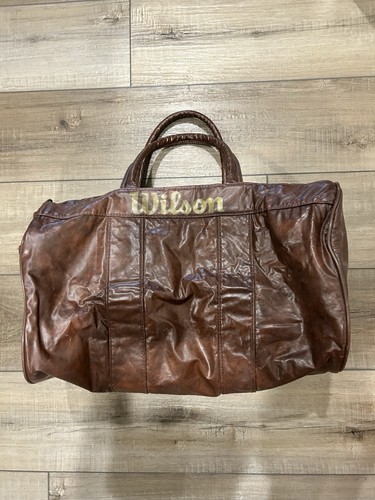 Vintage 80's Wilson Brown Tennis Duffel Bag With Strap