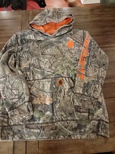 Big Boys Camo Carhartt Hoodie With Orange Logo Down Arm Size L 14/16
