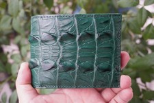 Green Real Crocodile Hornback Skin Leather Men's Bifold Wallet R20