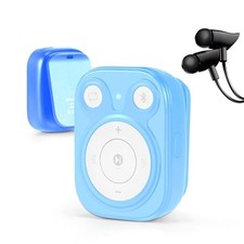 Mini MP3 Player withtooth 5.3, 64GB Portable Music Player with Sports Blue
